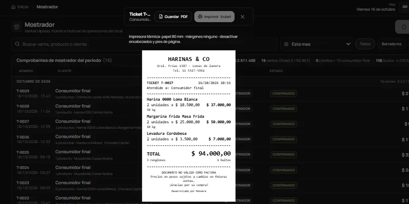 Harinas & Co: Ticket de mostrador